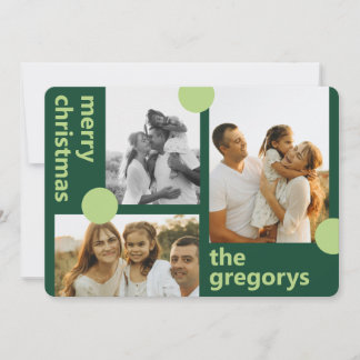 Cartes Pour Fêtes Annuelles Joyeux & Lumineux Noël Multiphoto à pois