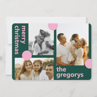 Cartes Pour Fêtes Annuelles Joyeux & Lumineux Noël Multiphoto à pois