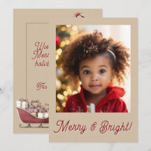 Joyeux & Lumineux Rouge Photo Vacances Noël