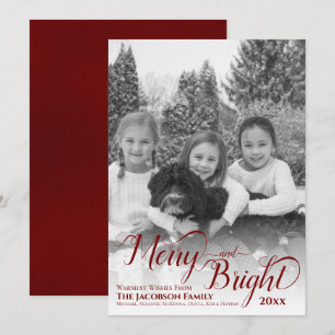 Cartes Pour Fêtes Annuelles Joyeux & Lumineux Simple Photo Noir & Blanc Bourgo