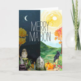 Cartes Pour Fêtes Annuelles Joyeux Mabon Équinoxe Automne Nuit et Jour