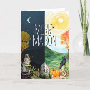 Cartes Pour Fêtes Annuelles Joyeux Mabon Équinoxe Automne Nuit et Jour