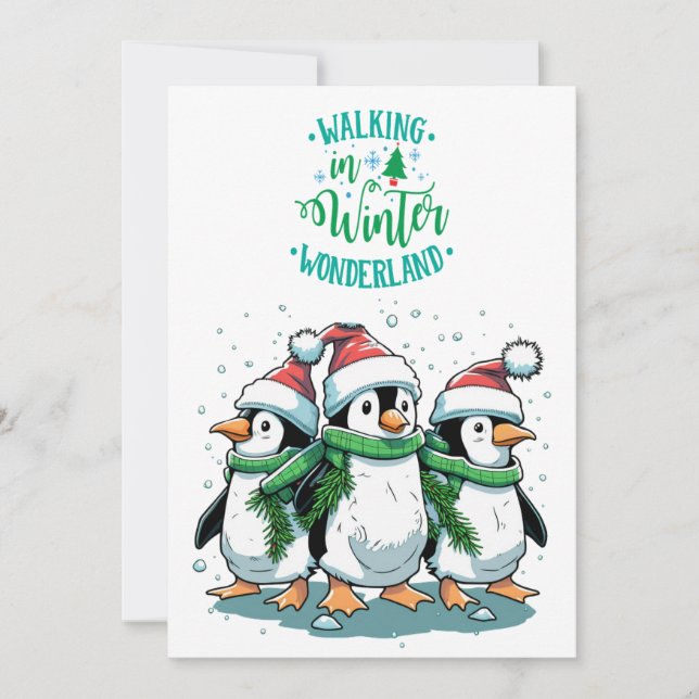 Cartes Pour Fêtes Annuelles Joyeux manchots de Noël (Devant)