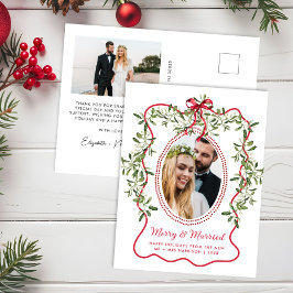 Cartes Pour Fêtes Annuelles Joyeux marié Frame Wavy Frame Nouveaux mariés Phot