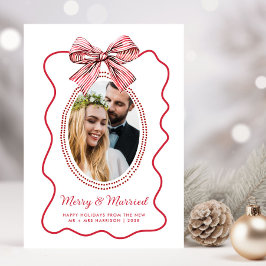Cartes Pour Fêtes Annuelles Joyeux marié Red Wavame Bow photo Noël