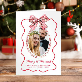 Cartes Pour Fêtes Annuelles Joyeux marié Red Wavame Bow photo Noël