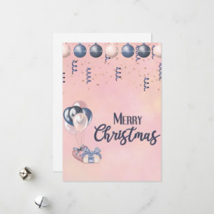Cartes Pour Fêtes Annuelles Joyeux message de Noël Baubles, cadeaux et ballons