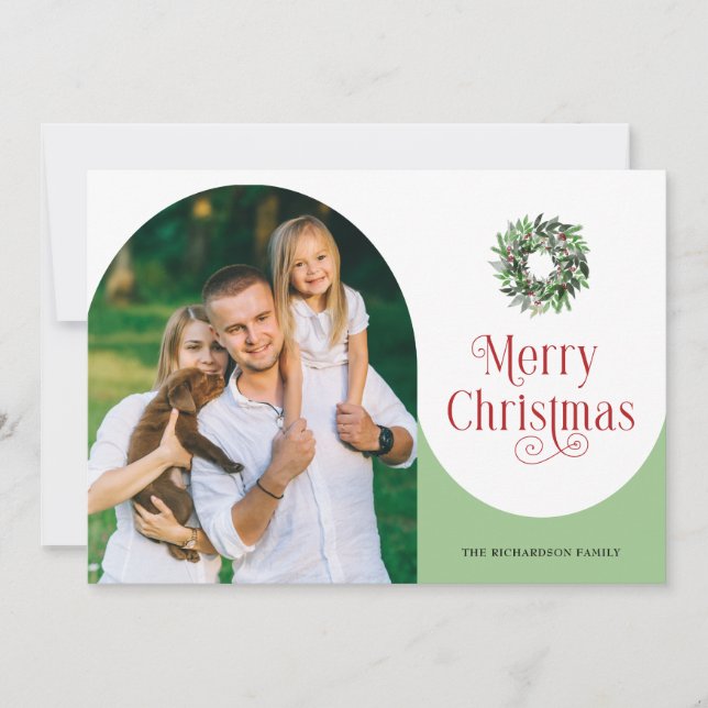 Cartes Pour Fêtes Annuelles Joyeux message photo Arché de Noël (Devant)