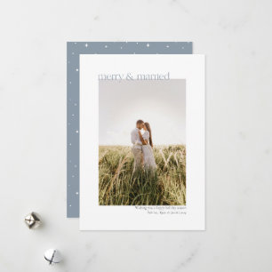 Cartes Pour Fêtes Annuelles Joyeux minimal et marié   Photo Dusty Blue