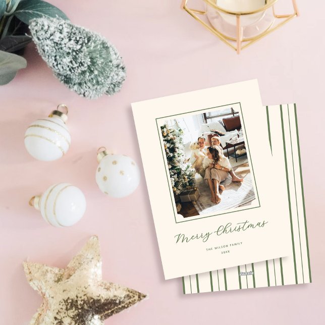 Cartes Pour Fêtes Annuelles Joyeux minimum Script de Noël vertical une photo (Créateur téléchargé)