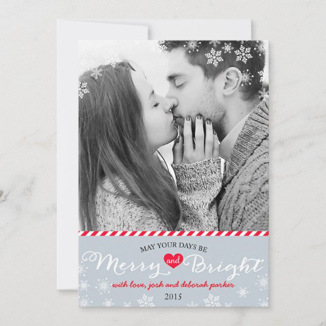 Cartes Pour Fêtes Annuelles Joyeux moderne et flèches de neige brillantes Phot (Devant)