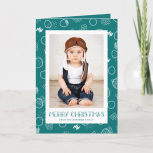 Cartes Pour Fêtes Annuelles Joyeux moderne   TURQUOISE   Photo verticale