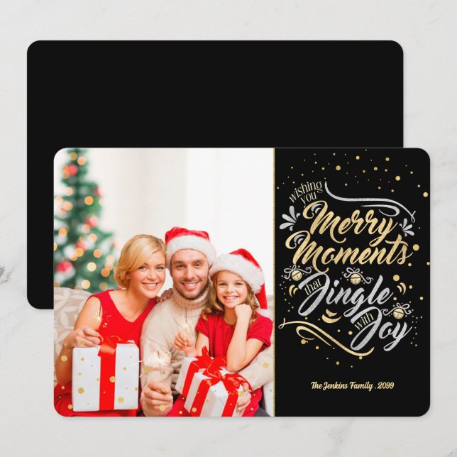 Cartes Pour Fêtes Annuelles Joyeux moments qui jingle avec joie Photo (Devant / Derrière)