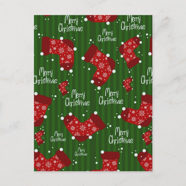 Cartes Pour Fêtes Annuelles Joyeux Motif Noël Rouge Blanc Et Vert (Devant)
