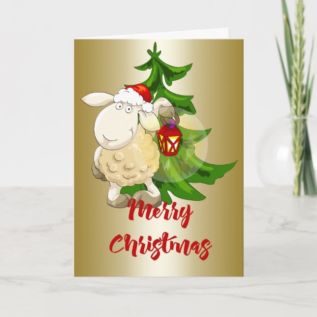 Cartes Pour Fêtes Annuelles Joyeux mouton de Noël (Devant)