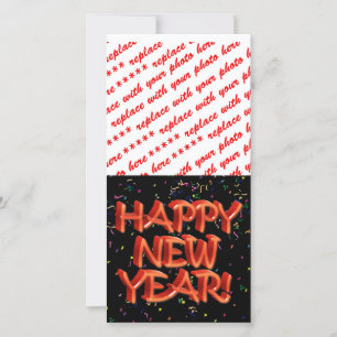 Cartes Pour Fêtes Annuelles Joyeux New Year Glassy Red Text