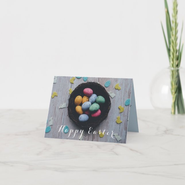 Cartes Pour Fêtes Annuelles Joyeux nid d'Oeufs Speckled de Pâques (Devant)