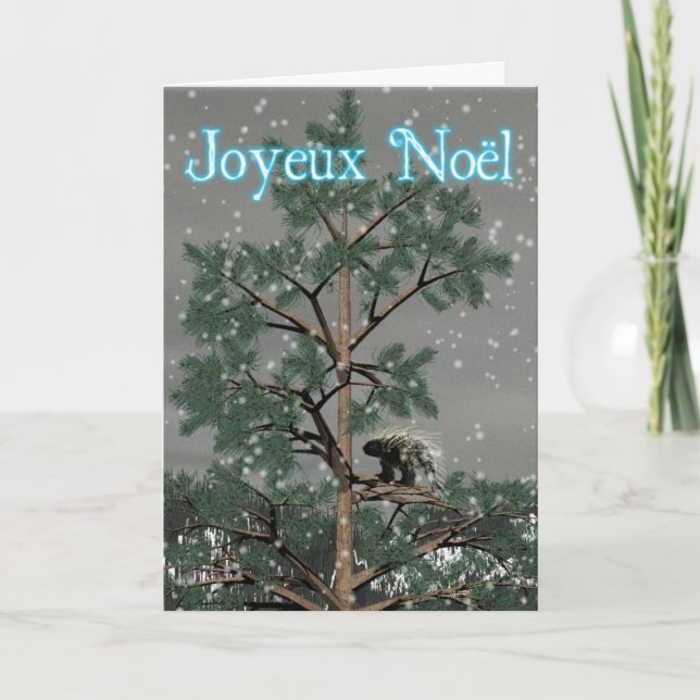 Cartes Pour Fêtes Annuelles Joyeux Noё l - Porcupine Dans Un Pin (Devant)