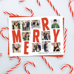 Cartes Pour Fêtes Annuelles Joyeux Noël 10 photo collage audacieux rouge moder