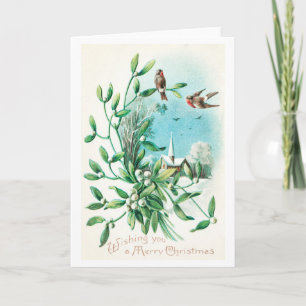 Cartes Pour Fêtes Annuelles Joyeux Noël (1910) Deux Oiseaux Et Mistletoe