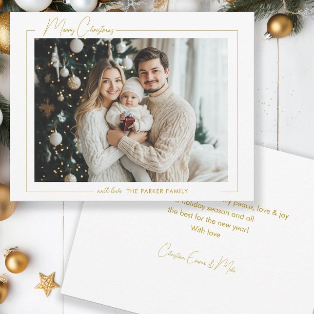 Cartes Pour Fêtes Annuelles Joyeux Noël! 1 photo, blanc, minimum (Créateur téléchargé)