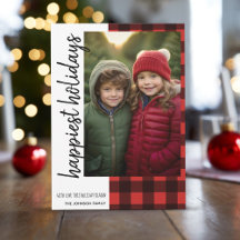 Joyeux Noël 1 Photo Rouge Black Buffalo Plaid