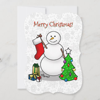 Cartes Pour Fêtes Annuelles Joyeux Noël 2 Arbre Stocker Snowman