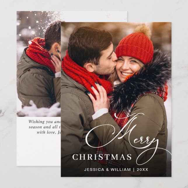 Cartes Pour Fêtes Annuelles Joyeux Noël 2 PHOTO Salutation (Devant / Derrière)
