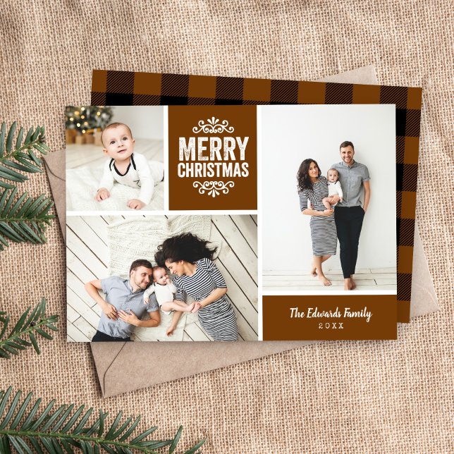 Cartes Pour Fêtes Annuelles Joyeux Noël 3 Photo Collage (Créateur téléchargé)