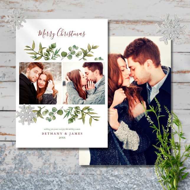 Cartes Pour Fêtes Annuelles Joyeux Noël 3 Photo Moderne Couples de verdure (Créateur téléchargé)