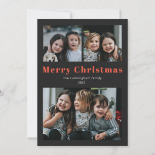 Cartes Pour Fêtes Annuelles Joyeux Noël 3 Photo Simple Holiday Card