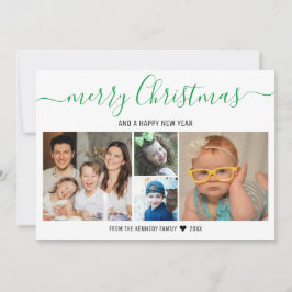 Cartes Pour Fêtes Annuelles Joyeux Noël 4 Collage de photos Plaid vert