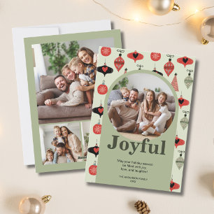 Cartes Pour Fêtes Annuelles Joyeux Noël 4 Famille Photo Collage Green Arch