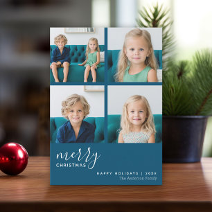 Cartes Pour Fêtes Annuelles Joyeux Noël 4 Photo - Bleu Botanique