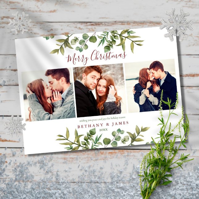 Cartes Pour Fêtes Annuelles Joyeux Noël 4 Photo Couples de verdure (Créateur téléchargé)