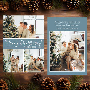 Cartes Pour Fêtes Annuelles Joyeux Noël 4 Photo Flat Holiday Card