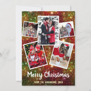 Cartes Pour Fêtes Annuelles Joyeux Noël 5 Collage photo de famille   Éclats