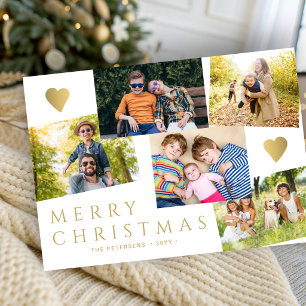 Cartes Pour Fêtes Annuelles Joyeux Noël 5 photos moderne or blanc