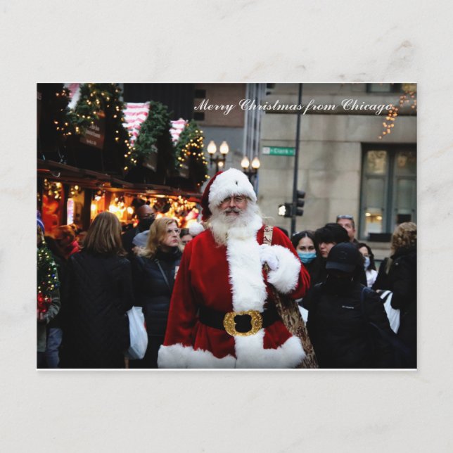 Cartes Pour Fêtes Annuelles Joyeux Noël à Chicago /Père Noël (Devant)