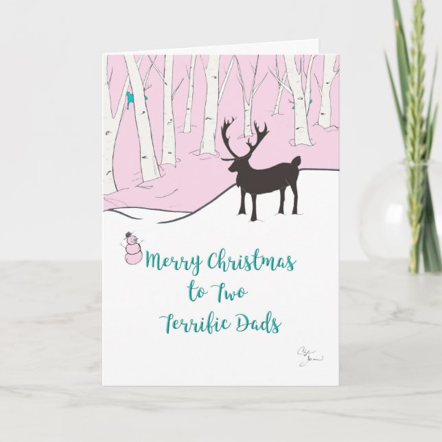 Cartes Pour Fêtes Annuelles Joyeux Noël à deux papas merveilleux, Whimsical (Devant)