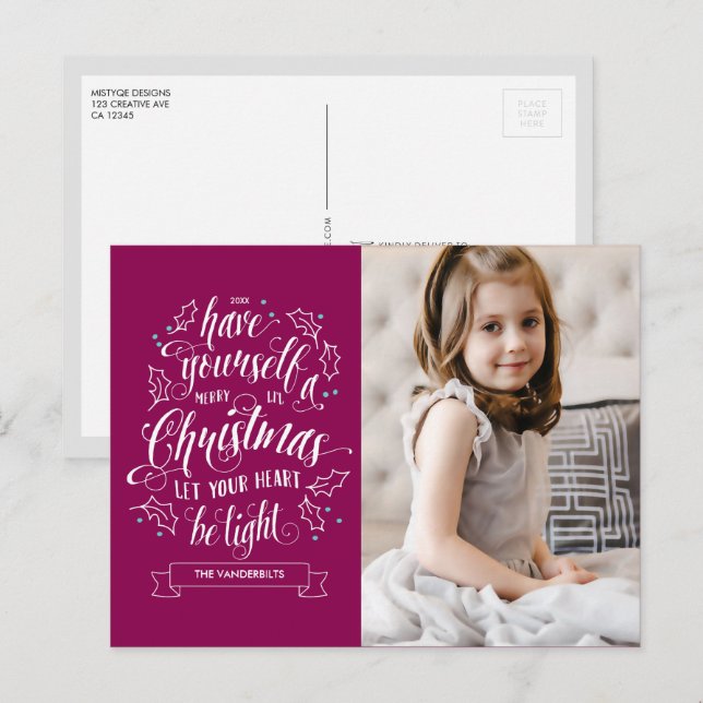 Cartes Pour Fêtes Annuelles Joyeux Noël à la main (Devant / Derrière)