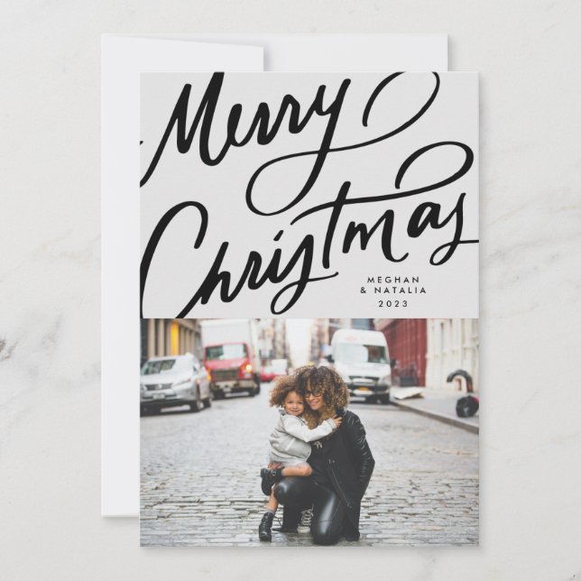 Cartes Pour Fêtes Annuelles Joyeux Noël à la main gras (Devant)