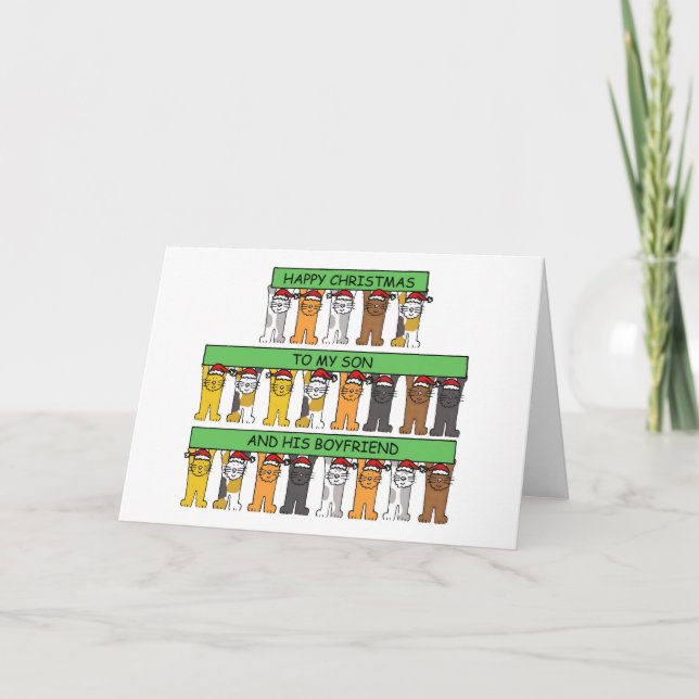 Cartes Pour Fêtes Annuelles Joyeux Noël à Notre Fils et son copain. (Devant)