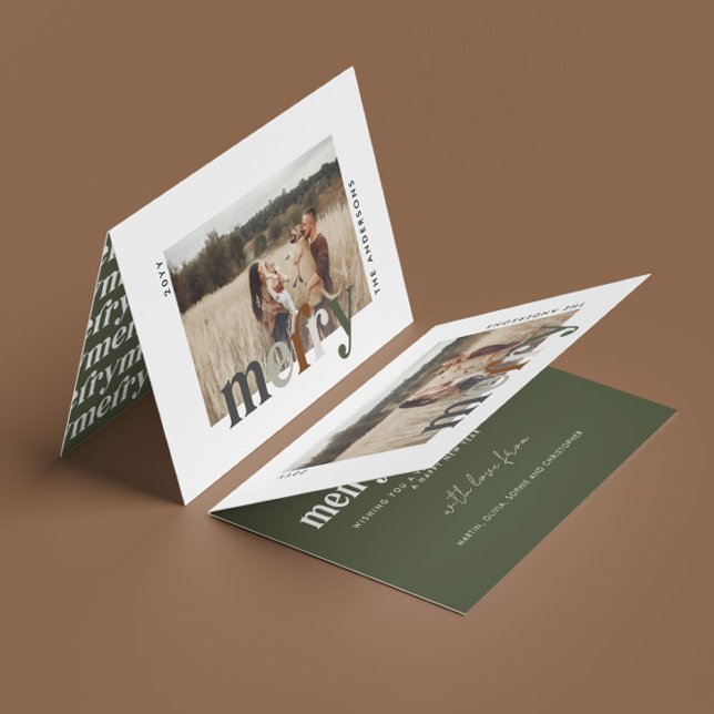 Cartes Pour Fêtes Annuelles Joyeux Noël à photo unique moderne (Créateur téléchargé)