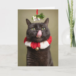 Cartes Pour Fêtes Annuelles Joyeux Noël à tous Chat sous le gui wit