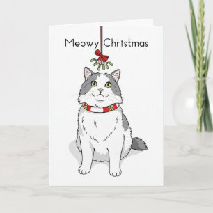 Cartes Pour Fêtes Annuelles Joyeux Noël à tous les chats sous le gui
