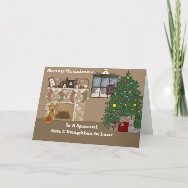 Cartes Pour Fêtes Annuelles Joyeux Noël à un fils et à une belle-fille (Devant)