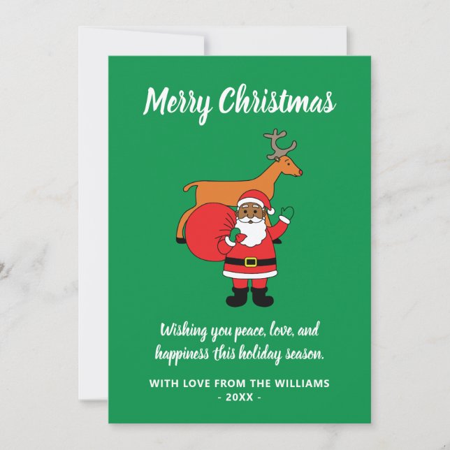 Cartes Pour Fêtes Annuelles Joyeux Noël Africain-Américain Père Noël (Devant)