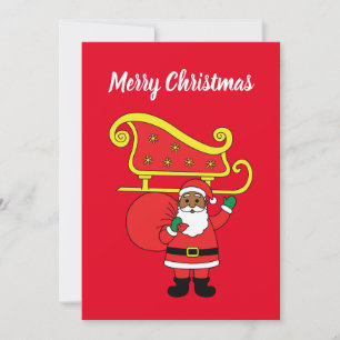 Cartes Pour Fêtes Annuelles Joyeux Noël Afro-Américain Père Noël Rouge