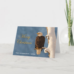 Cartes Pour Fêtes Annuelles Joyeux Noël - aigle chauve était perché dessus -